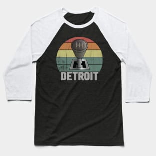 Retro Detroit Manual Stick Gear Shift Car Baseball T-Shirt